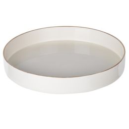 Contemporary Round Glossy Plastic Tray, White