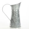 Galvanized Metal Pitcher with Embossed Design, Gray