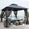 10x10 Outdoor Patio Gazebo Canopy Tent With Ventilated Double Roof And Mosquito net(Detachable Mesh Screen On All Sides),Suitable for Lawn, Garden, Ba