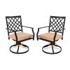 MEOOEM Outdoor Swivel Chairs Set of 2 Patio Metal Dining Rocker Chair with Cushion Suports 300lbs for Garden Backyard