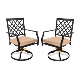 MEOOEM Outdoor Swivel Chairs Set of 2 Patio Metal Dining Rocker Chair with Cushion Suports 300lbs for Garden Backyard