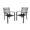 MEOOEM Stackable Patio Dining Chairs Set of 2 Outdoor Metal Patio Bistro Chairs with Armrest - Supports 300 LBS for Garden Poolside Backyard Classical