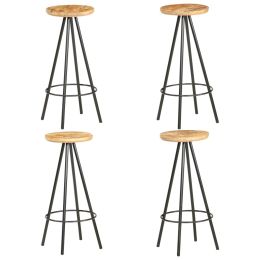 Bar Stools 4 pcs Rough Mango Wood