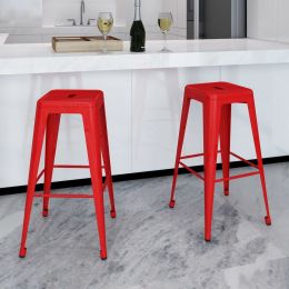 Bar Stools 2 pcs Red Steel