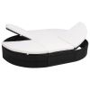 Outdoor Lounge Bed with Cushion Poly Rattan Black