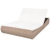 Outdoor Lounge Bed Poly Rattan Beige