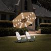 3 Tiers And 8 Ribs Outdoor Umbrella With 32 LED Lights,Patio Table Umbrella with Push Button Tilt And Crank,Beige