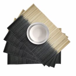 Set of 4 Bamboo Woven Placemats Rustic Wicker Washable Table Mats for Dining Table