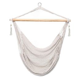 Mesh Hammock Net Chair Swing, Hanging Rope Netted Soft Cotton Mayan Hammock Chair Swing Seat Porch Chair for Yard Bedroom Patio Porch Indoor Outdoor,