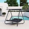 Outdoor Swing Hammock Bed With Canopy Textilene Cushion for Patio, Backyard,Garden, Porch, Black