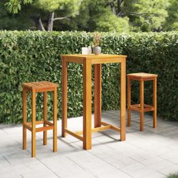 3 Piece Patio Bar Set Solid Acacia Wood