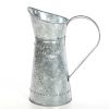 Galvanized Metal Pitcher with Embossed Design, Gray