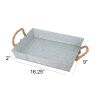 Mix Media Galvanized Tray  With Rope Handles, Gray