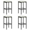 5 Piece Patio Bar Set with Cushions Black