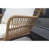 6PCS Outdoor Patio Balcony Natural Color Wicker Sofa Chair Set with Beige Cushion And Round Tempered Glass Table