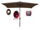 10 x 6.5t Rectangular Patio Umbrella Solar LED Lighted Outdoor Market Table Waterproof Umbrella Sunshade with Crank and Push Button Tilt for Garden De