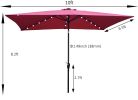 10 x 6.5t Rectangular Patio Solar LED Lighted Outdoor Umbrella with Crank and Push Button Tilt for Garden Backyard Pool Swimming Pool Burgundy RT