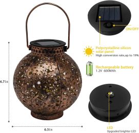 Solar Lantern Outdoor Hanging Lights Metal LED Decorative Garden Lights Waterproof Light For Patio, Yard