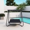 Outdoor Swing Hammock Bed With Canopy Textilene Cushion for Patio, Backyard,Garden, Porch, Black