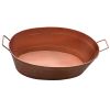 Oval Shape Hammered Pattern Metal Tub with Two Side Handles, Copper