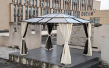 10x12 Hardtop Gazebo,UV 50+ Outdoor Canopy with Mosquito Netting and Curtains