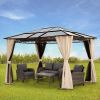 10x12 Hardtop Gazebo,UV 50+ Outdoor Canopy with Mosquito Netting and Curtains