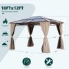 10x12 Hardtop Gazebo,UV 50+ Outdoor Canopy with Mosquito Netting and Curtains