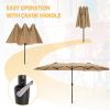 15x9ft Large Double-Sided Rectangular Outdoor Steel Twin Patio Market Umbrella w/Crank-Taupe YK