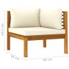 2-Seater Patio Sofa with Cream Cushion Solid Acacia Wood