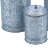 Rustic Metal Galvanized Canisters- Set of 3- Benzara