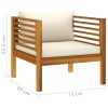 Patio Chair with Cream White Cushions Solid Acacia Wood