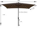 10 x 6.5t Rectangular Patio Umbrella Solar LED Lighted Outdoor Market Table Waterproof Umbrella Sunshade with Crank and Push Button Tilt for Garden De