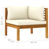 Corner Sofas 2 pcs with Cream White Cushions Solid Acacia Wood