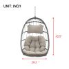 Indoor Outdoor Wicker Rattan Swing Chair Hammock chair Hanging Chair with Aluminum Frame and Grey Cushion Without Stand 265LBS Capacity