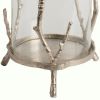 DunaWest Cylindrical Glass Lantern with Metal Branch Like Body, Medium, Silver