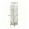 DunaWest Cylindrical Glass Lantern with Metal Branch Like Body, Medium, Silver