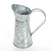 Galvanized Metal Pitcher with Embossed Design, Gray