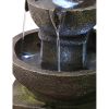 16inches Outdoor Water Fountain with LED Light - Modern Curved Indoor-Outdoor Waterfall Fountain