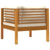 2-Seater Patio Sofa with Cream Cushion Solid Acacia Wood