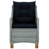 7 Piece Outdoor Dining Set with Cushions Poly Rattan Light Gray