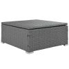 Outdoor Patio 5-Piece All-Weather PE Wicker Rattan Sectional Sofa Set with Multifunctional Table and Ottoman, Gray Wicker+ Beige Cushion