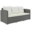 Outdoor Patio 5-Piece All-Weather PE Wicker Rattan Sectional Sofa Set with Multifunctional Table and Ottoman, Gray Wicker+ Beige Cushion