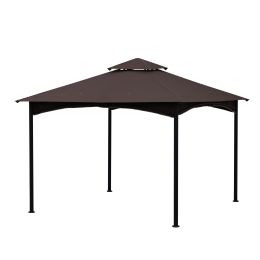 11x11 Ft Outdoor Patio Square Steel Gazebo Canopy With Double Roof For Lawn,Garden,Backyard