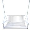 Front Porch Swing with Armrests, Wood Bench Swing with Hanging Chains,for Outdoor Patio ,Garden Yard, porch, backyard, or sunroom,Easy to Assemble,whi