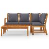 4 Piece Garden Lounge Set with Cushion Solid Acacia Wood