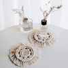 4 Pack Handmade Cotton Coasters Set Round Woven Braided Thick Macrame Table Hot Pads Mats Heat Resistant with Tassel for Office Home Kitchen Mugs and