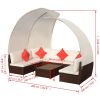 9 Piece Garden Lounge Set with Canopies Poly Rattan Brown