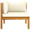 2-Seater Patio Sofa with Cream Cushion Solid Acacia Wood