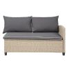 6-Piece Patio Furniture Set Outdoor Wicker Rattan Sectional Sofa with Table and Benches for Backyard, Garden, Poolside