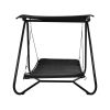 Outdoor Swing Hammock Bed With Canopy Textilene Cushion for Patio, Backyard,Garden, Porch, Black